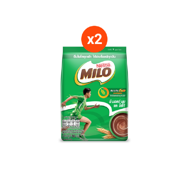 MILO Chocolate Malt Powder ไมโลชนิดผง สูตรปกติ 560 กรัม x2 NestleTH