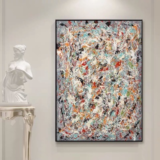 ภาพโปสเตอร์ ผ้าแคนวาส พิมพ์ลาย Citon Jackson Pollock Masterpiece สําหรับตกแต่งผนังบ้าน ห้องนั่งเล่น