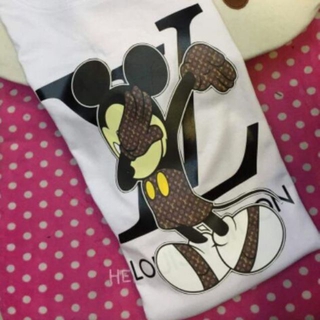 LV มิกกี้มิกกี้มิวส์ unisex พิมพ์เสื้อยืด#cod #9d