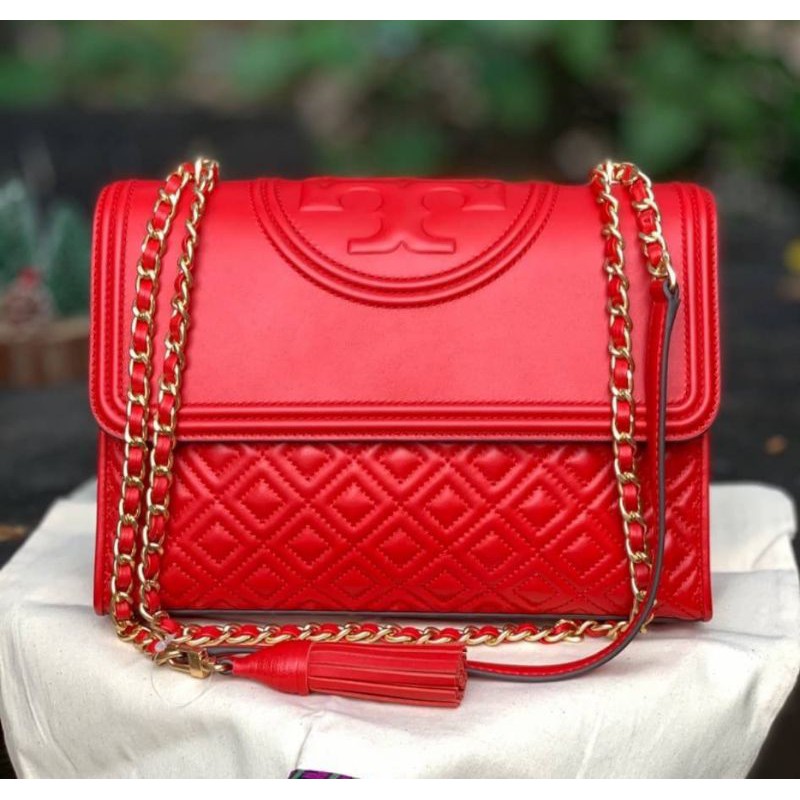 🎀 (สด-ผ่อน) * ลดราคา 2000฿* กระเป๋าสะพาย สีแดง 43833 TORY BRUCH Tory burch  Fleming Convertible Shoulder bag | Shopee Thailand