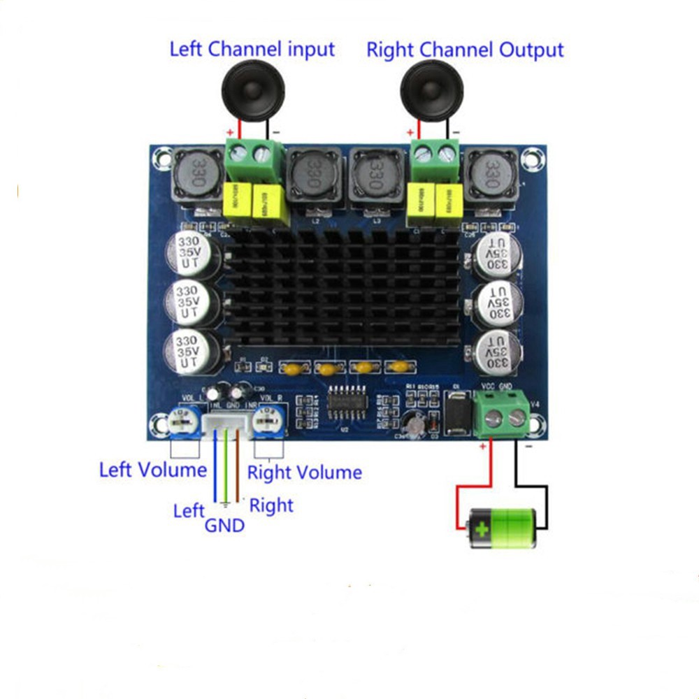 XH-M543 120W+120W 12V-24V TPA3116D2 แผงบอร์ดโมดูลขยายเสียงดิจิตอล Dual-channel เครื่องขยายเสียงระบบเสียงดิจิตอล - รูปที่ 2