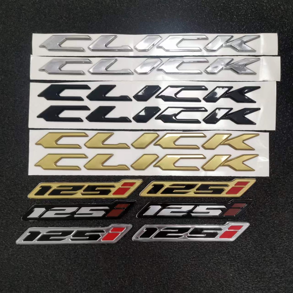3D โลโก้ Click 125i Honda โลโก้รถจักรยานยนต์ สีดํา ทอง เงิน คุณภาพดั้งเดิม 2 ชิ้น