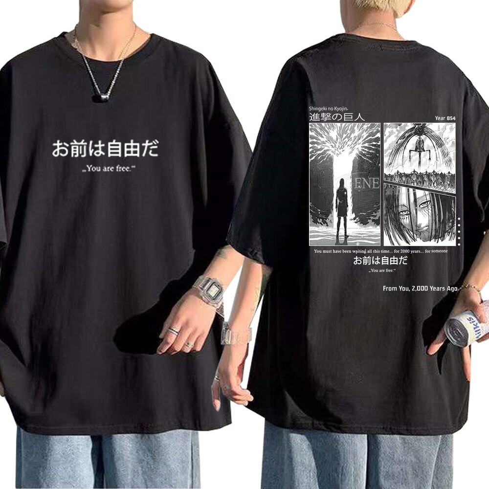 [COD]เสื้อยืด พิมพ์ลายกราฟฟิค Attack on Titan Shingeki No Kyojin สไตล์ญี่ปุ่น ฮาราจูกุ สตรีท สําหรับผู้ชาย ผู้หญิง P2MS