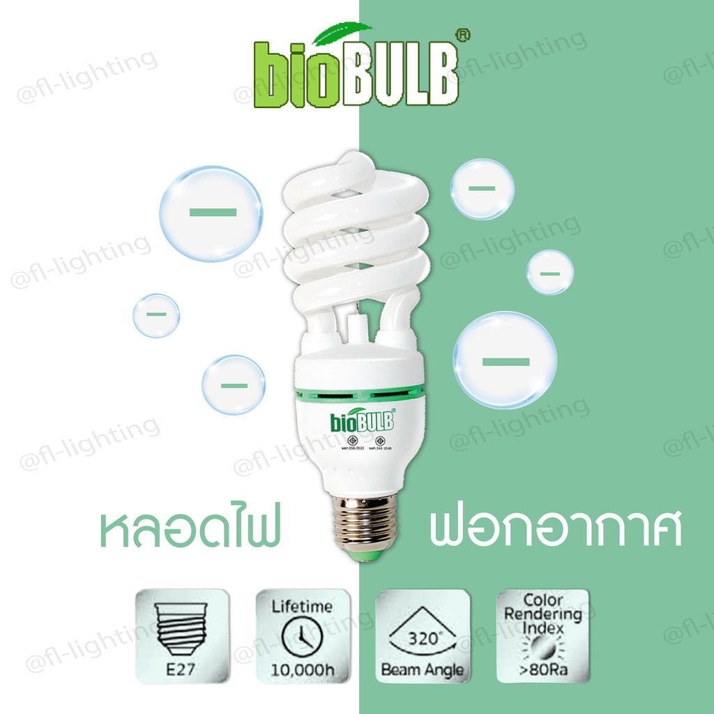 Biobulb หลอดประหยัดไฟฟอกอากาศ Negative ion purifying lamp Tornado ขั้ว E27