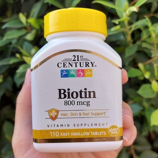 75% OFF ราคา Sale!!! โปรดอ่าน EXP: 10/2023 ไบโอติน Biotin High Potency 800 mcg 110 Tablets (21st Century®) บำรุงผม