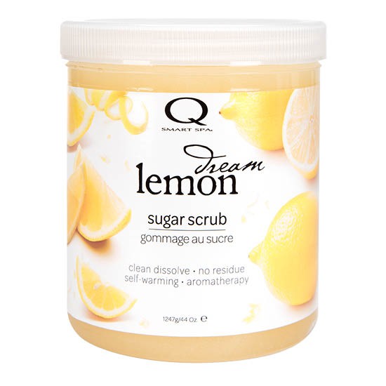 Qtica lemon dream sugar scrub for manicure & pedicures. สครับสำหรับการทำสปามือเท้าหรือทั้งตัวสูตรอ่อนโยนปลอดสารก่อมะเร็ง