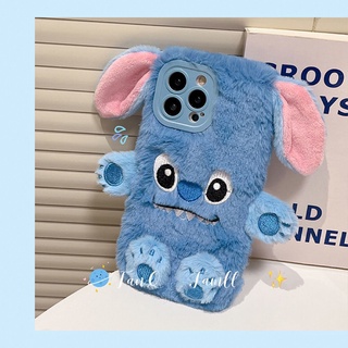 เคสโทรศัพท์มือถือ ผ้ากํามะหยี่ขนนิ่ม กันกระแทก ลาย Stitch สําหรับ Iphone14 13 pro max 12 11 XR XS SE plus