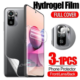 ฟิล์มไฮโดรเจลติดมือถือ กันรอย สำหรับ 3 in 1 Front And Back Soft Hydrogel Film For Xiaomi Redmi Note 10 5G / 10s / 10 Pro Note10 Note10Pro Protective Film Full Cover Clear Transparent Screen Camera Lens Protector Not Glass