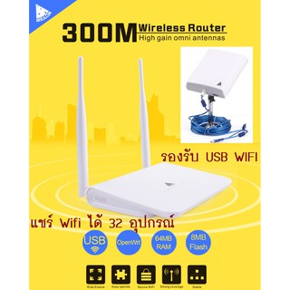 Router Wifi Repeater 300Mbps รองรับ USB Wifi Adapter With Chipset RT3070/3072 and Realtek 8188RU