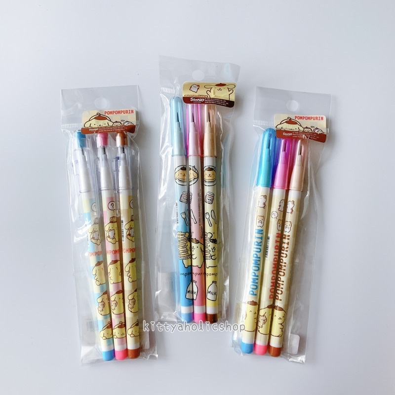 สินค้าพร้อมส่งใน1-2วัน ไม่ต้องรอพรีค่ะ !! ดินสอต่อไส้ Pompompurin ชุด 3 แท่ง