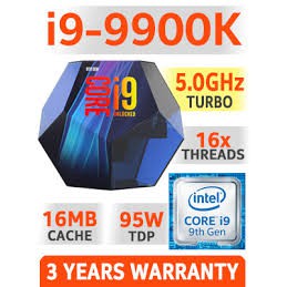 CPU Intel Core i9 - 9900K (Box Ingram/Synnex)