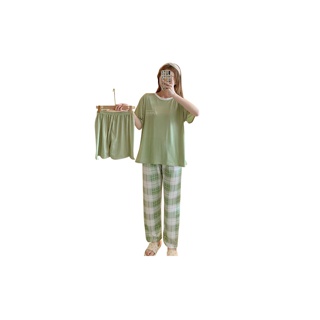 โปรโมชั่น : CicishopC2383ชุดนอนเซต3ชิ้น เสื้อกางเกงขาสั้นขายาว ผ้านิ่มใส่สบายมินิมอลคิ้วท์ๆ