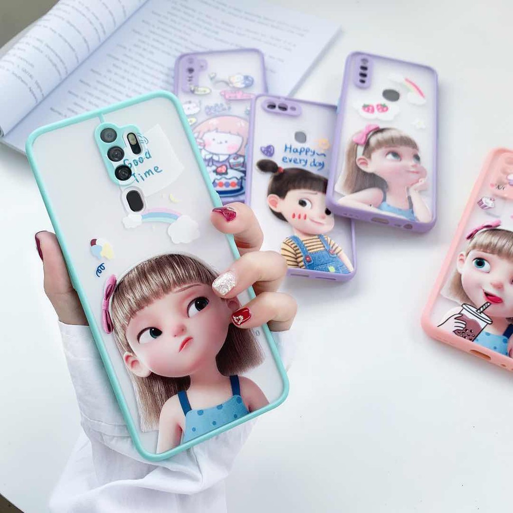 เคส OPPO เคสหลังใสขอบกล้องสกรีนลายการ์ตูน รุ่นa31 A3s A5s A7 A12 A52020 Realme5 A92 C3 Y12Y15 Y17V19