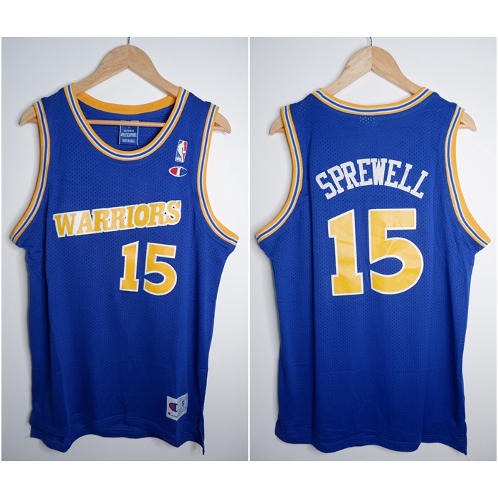 NBA CLASSIC HWC WARRIORS 15 LATRELL SPUNWELL BLUE CHAMPION BASKETBALL JERSEY