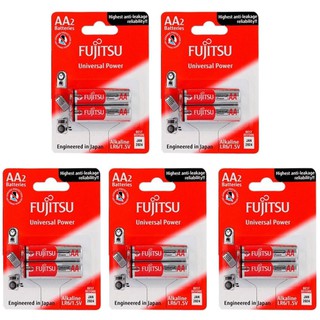 Fujitsu AA (5แพ็ค) ถ่านอัลคาไลน์ Universal 1.5V (รวม 10 ก้อน Batteries)