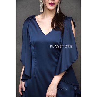 Pantee Satin Frilling V Neck Dress เดรสยาวคอวีทรงสวยดีไซน์ ใส่ปล่อยๆสบายๆ เนื้อผ้าสวยพรีเมี่ยม เนื้อซาติน Textureหนา