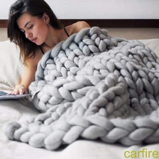 [carfire]Cozy Chunky Knitted Blanket Handmade Yarn Pet Bed Chair Sofa Blanket Home Decor Gift