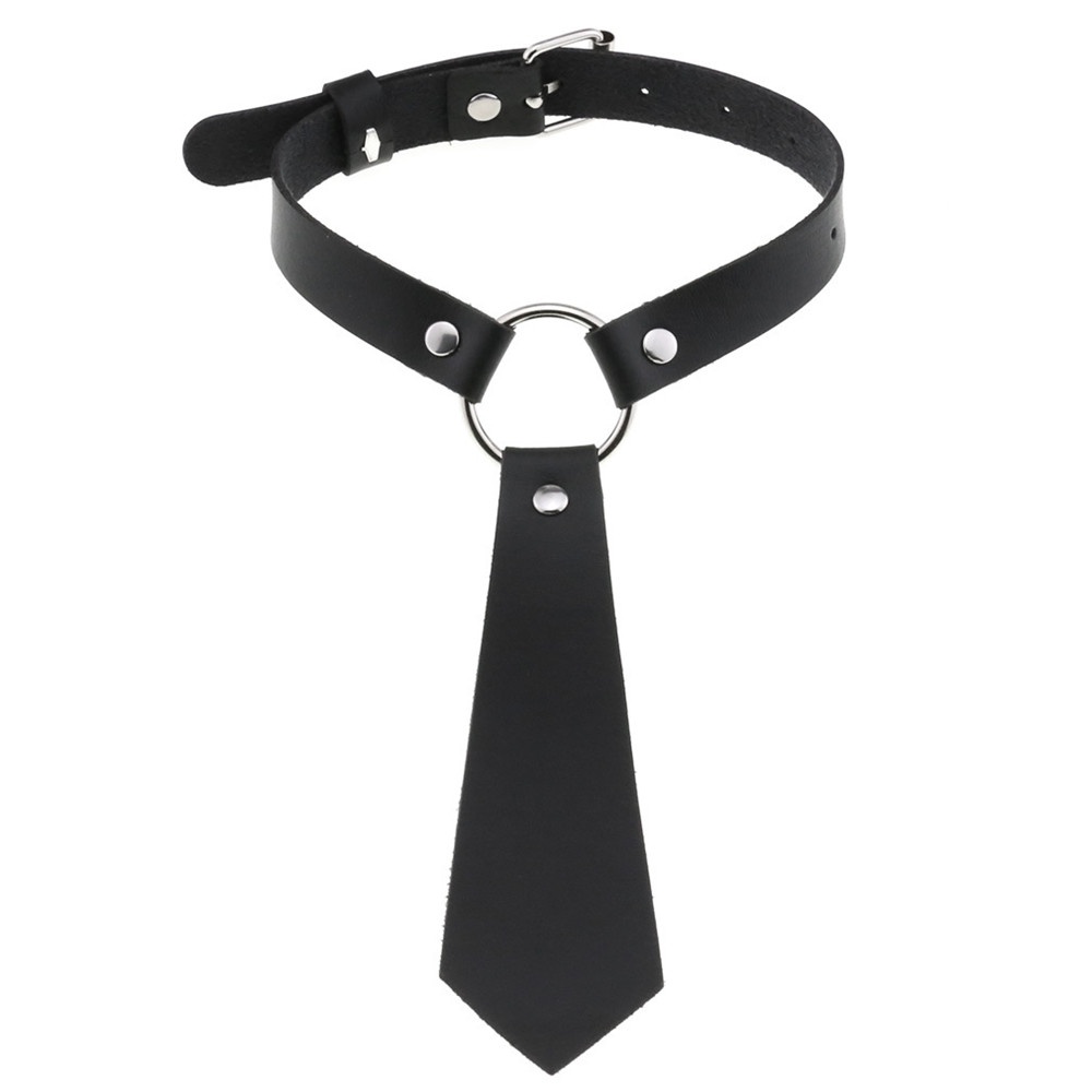 Gothic PU หนัง Bow Tie Collar Choker สไตล์ Punk สำหรับคนชอบ bondage