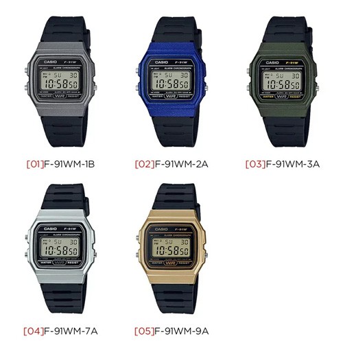 CASIO นาฬิกาข้อมือ  สายเรซิ่น รุ่น F-91,F-91WM