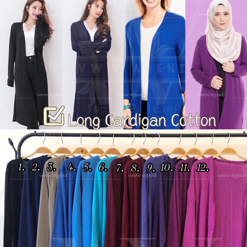 Basic cardigan Long cardigan Cotton cardigan Labuh ผู้หญิง Outwear เสื้อสเวตเตอร์ถักแขนยาว