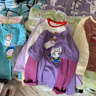 🌈เสื้อแขนยาวทูโทนBBKid งานนำเข้า ลายตรงปก110-120⭐️