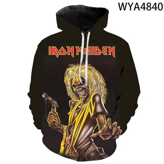 เสื้อกันหนาวลําลอง มีฮู้ด พิมพ์ลาย Iron Maiden แฟชั่นสตรีท แฟชั่นสําหรับผู้ชาย และผู้หญิง