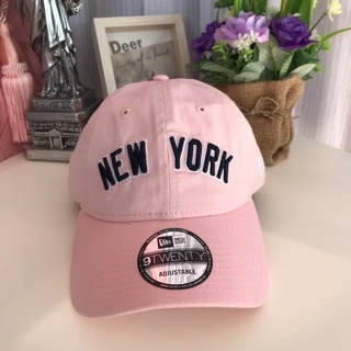 Newera หมวกสีชมพูปัก New York ด้านหลังปรับได้ ขนาดMedium-Large