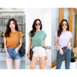 พร้อมส่ง💥เสื้อคอกลมไหล่ล้ำแขนเบิ้ล ทรงสวย💥cotton