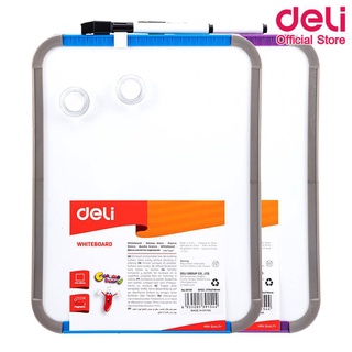 Deli 39154 Whiteboard กระดานไวท์บอร์ดขอบมน กระดานแม่เหล็ก พร้อมอุปกรณ์ใช้งาน ( 279×216mm) เครื่องเขียน