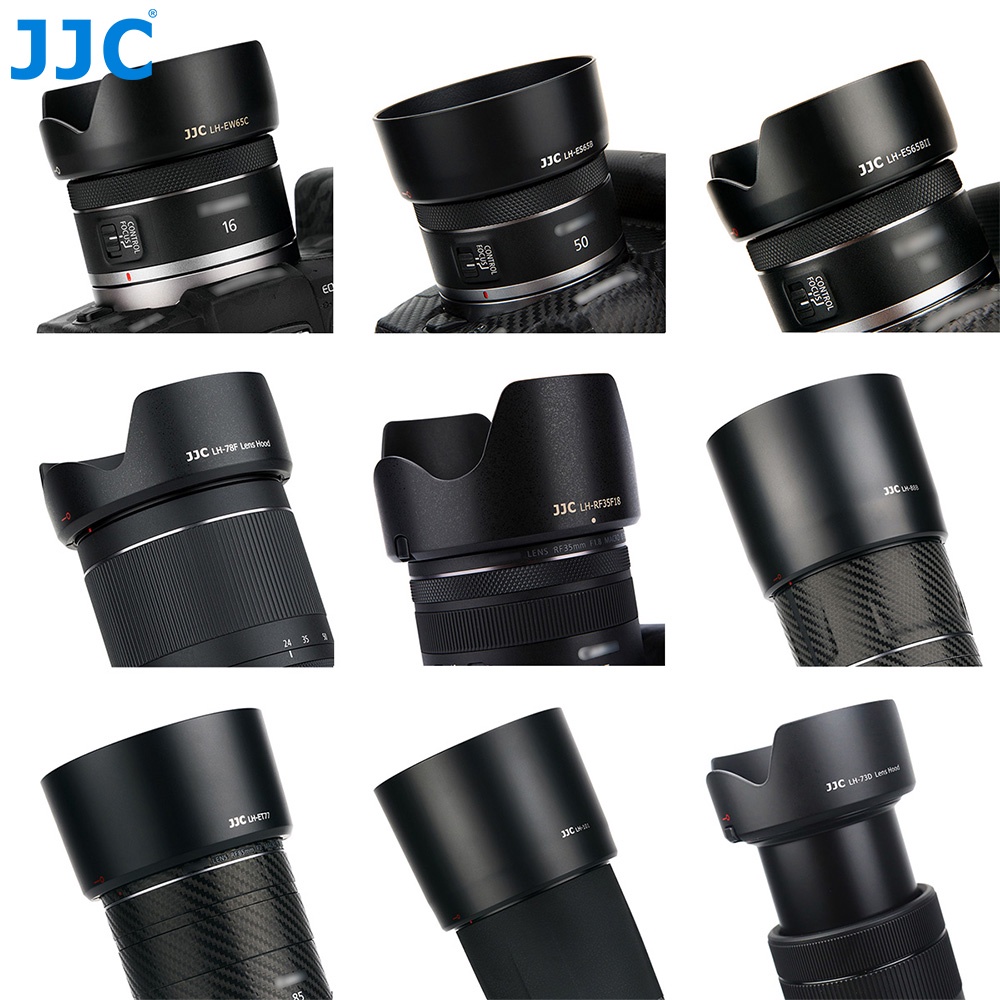 JJC Lens Hood ฝาครอบเลนส์กล้อง Canon RF 16mm / 35mm / 50mm F1.8 STM / 85mm F2 / 15-35mm / 24-70mm / 24-105mm / RF-S 18-45mm F4.5-6.3 / 18-150mm / 55-210mm / 800mm / 200-800mm บน EOS R100 R50 R10 R8 R7 R6 Mark II R5 C R3 RP