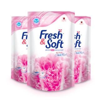 Fresh &amp; Soft น้ำยาซักผ้า เฟรช แอนด์ ซอฟท์ กลิ่น Morning Kiss (สีชมพู) ชนิดเติม 400 ml แพ็ค 3 ถุง