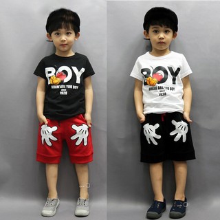 🌟 ชุดเด็กชาย เสื้อผ้าเด็ก เสื้อ+กางเกงลาย Mickey -babyandyou พร้อมส่ง