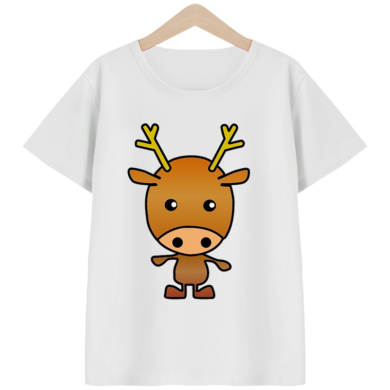 Babykidsเสื้อยืดคอตตอน100%ลายกวางสื้อเด็กผู้ชายเสื้อเด็กผู้หญิงลายน่ารักผ้านุ่มใส่สบาย