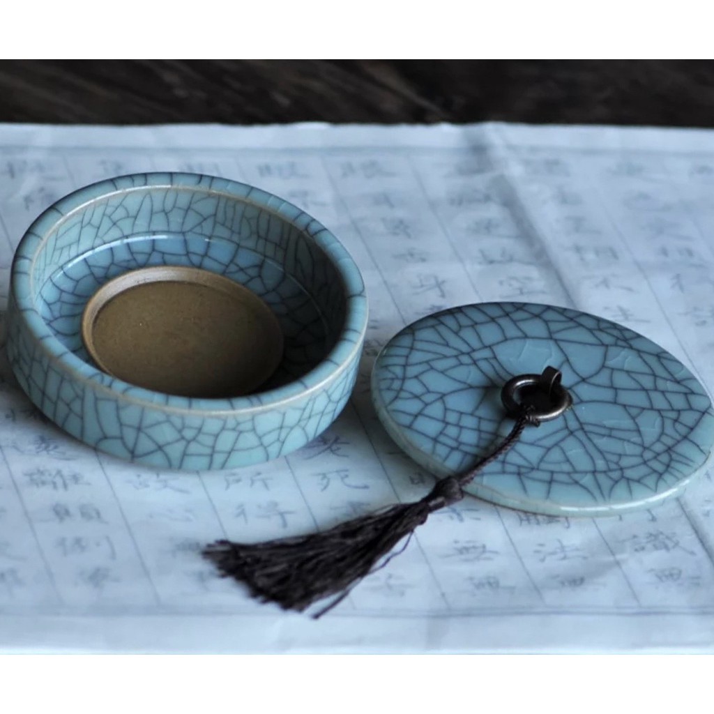 ถ้วยสำหรับใส่หมึกพู่กันจีนศิลาดล青瓷墨盒砚台 - รูปที่ 6