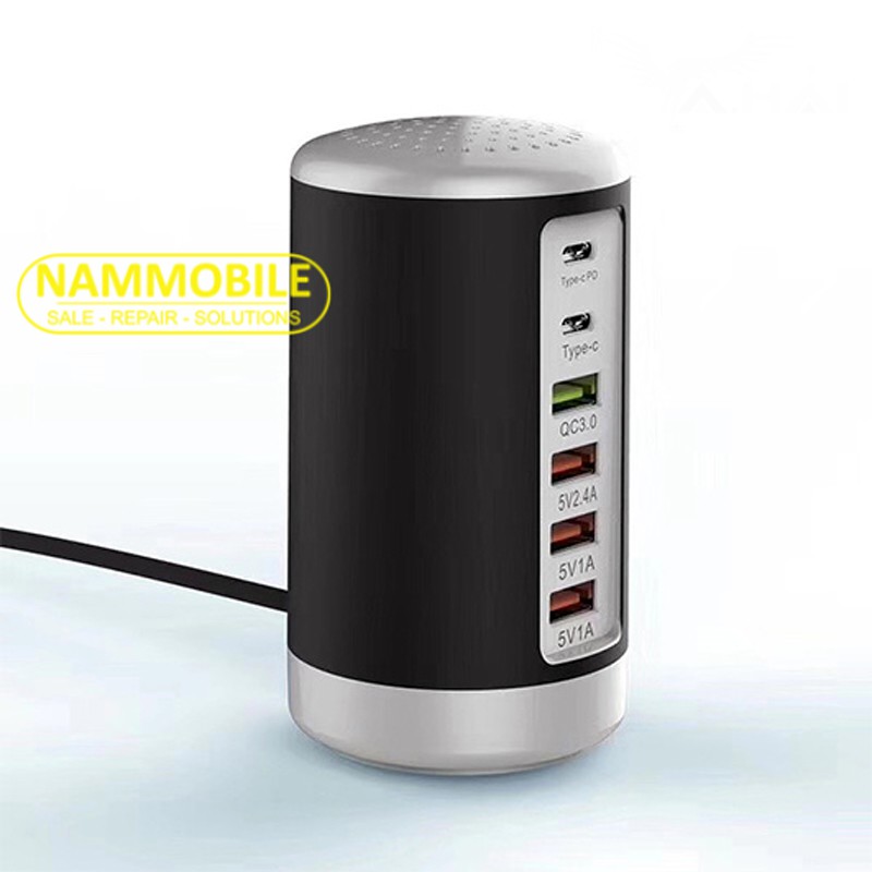 Fast Charger 65W PD3.0 + QC3.0 + 5V/2.4A + Type C + 2*USB 5V/1A รองรับของแท้เต็มรูปแบบ