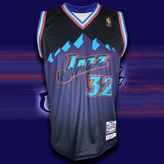 เสื้อบาส เสื้อบาสเกตบอล NBA ทีม Utah Jazz เสื้อทีม ยูธาห์ แจ๊ส #BK0112 รุ่น Classic Karl Malone #32(สีดำ) ไซส์ S-5XL