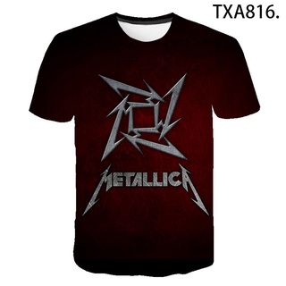 เสื้อยืดแขนสั้นลําลอง พิมพ์ลาย Metallica 3 มิติ แฟชั่นฤดูร้อน สไตล์สตรีท สําหรับผู้ชาย และผู้หญิง 2022