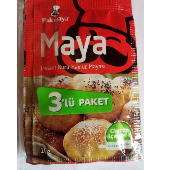 ยีสต์แห้งสำเร็จรูป Instant Dry yeast ทำขนมปัง นำเข้าจากตุรกี Turkey ขนาด 10 กรัม*3 ซอง แบรนด์ Pakmaya วันหมดอายุ04/2027