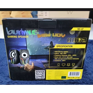 ลำโพงคอม NUBWO NS-47 BURIMUS Gaming Speaker ลำโพง มีไฟ RGB เชื่อมต่อผ่าน JACK 3.5mm + USB ระบบเสียง Stereo ใช้งานง่าย