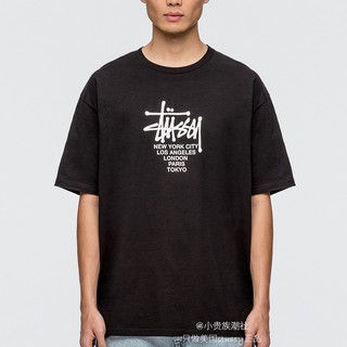 Stussy Classic World Tour เสื้อยืดลําลองแฟชั่นสําหรับ Unisex แขนสั้นพิมพ์ลายลาเวนเดอร์ ใหม่