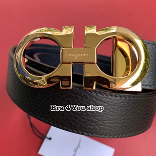 เข็มขัดหัวสีทอง Salvatore Ferragamo m.belt หนังปั้มลาย ใช้ได้ 2 ด้าน ดำ,น้ำเงิน