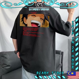 เสื้อยืดสีขาว - GZStreetwearOnePieceอะนิเมะเสื้อยืดผู้ชายเสื้อคอปกดําผู้ชายคอกลมเสื้อยืดLelakiผู้หญ