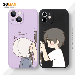 GUMAN เคสคู่ เคสไอโฟน คู่รัก ขอบเหลี่ยมกันกระแทกซิลิโคนนุ่มการ์ตูนน่ารักตลก เคสโทรศัพท์ Compatible for iPhone 14 13 12 11 Pro Max SE 2020 X XR XS 8 7 6 6S Plus พลัส XYM878