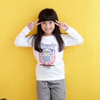 Kid Sweater เสื้อแขนยาวเด็ก งานปัก ลายนกฮูก ผ้านิ่ม COTTON 100%