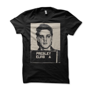 เสื้อยืดผ้าฝ้าย เสื้อยืดลําลอง ลาย Elis Presley Mugshot s Black X เข้ากับทุกการแต่งกาย สําหรับผู้ชาย 625922