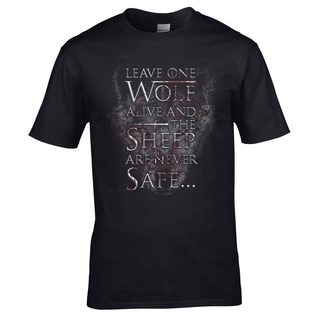 เสื้อยืด พิมพ์ลาย Leave One Wolf Alive And The Sheep Are Never Safe Throne สําหรับผู้ชายS-5XL