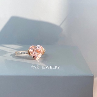 Ring Heart -Shaped Rose Gold Champagne Love Pure Silver Temperament Diamond Ring