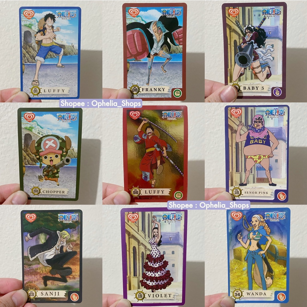 SALE 🔥 การ์ดวันพีช Wall’s One Piece Card ลิขสิทธิ์แท้ 🍦 การ์ด วันพีช วันพีซ ลูฟี่ แฟรงกี้ ของสะสม Wall OnePiece การ์ดเกม