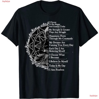 Positive Affirmation Mantra Buddha T-Shirt เสื้อยืดผู้ชาย ลายการ์ตูนพิมพ์ลายเสื้อลายการ์ตูนผู้หญิง คอกลม สินค้าพร้อมส่ง