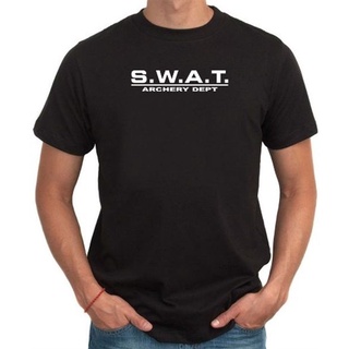 เสื้อยืดแขนสั้นลําลอง ผ้าฝ้าย พิมพ์ลาย Swat Dept Archery สําหรับผู้ชายSize S-5XL